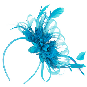 Aqua Blue Fascinator on headband wedding ascot party alice band caprilite online shop uk