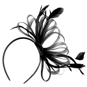 Bandeau bibi noir cerceau classique avec plumes