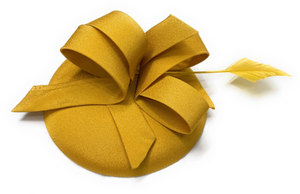 Mustard Yellow Gold Pillbox Fascinator Swirl on Headband