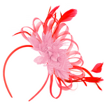 Caprilite Scarlet Red Hoop & Baby Pink Feathers Fascinator on Headband