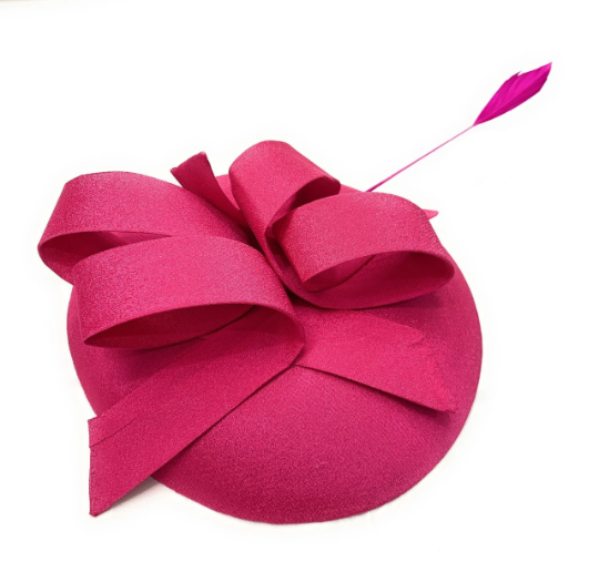 Fuchsia Pink Pillbox Fascinator Swirl on Headband