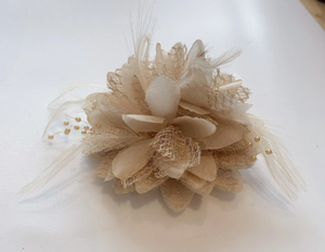 Caprilite Taupe Fascinator Clip Flower Corsage Pin Brooch Hairband