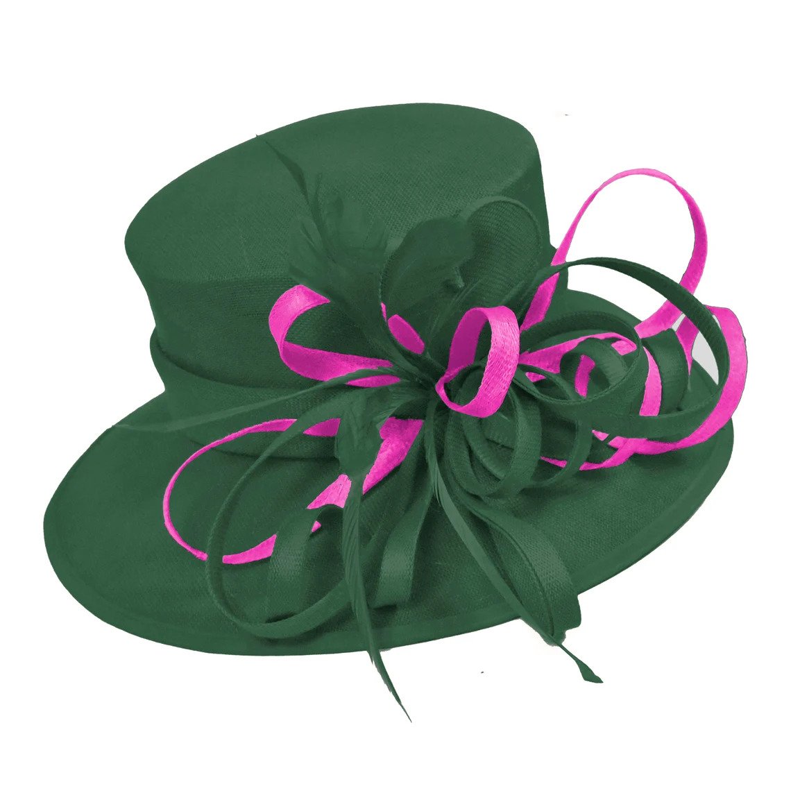 Caprilite Dark Green And Fuchsia Queen Hat Brim Occasion Hatinator Fascinator Weddings Formal
