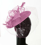 Caprilite Saucer Sinamay Headband Fascinator Wedding Ascot Hat Hatinator Birdcage Veil[Dusty Pink]