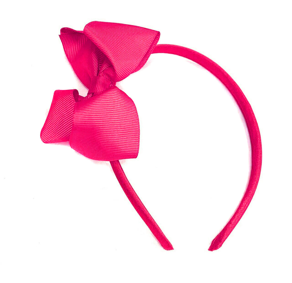 Fuchsia Bright Pink Big Hair Bows for Adults Girls Children School on Headband