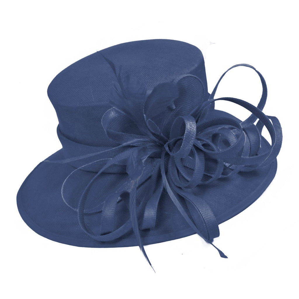 Navy and Navy Large Queen Brim Hat Occasion Hatinator Fascinator Weddings Formal
