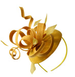 Mustard Swirl Fascinator on Round Pillbox Headband