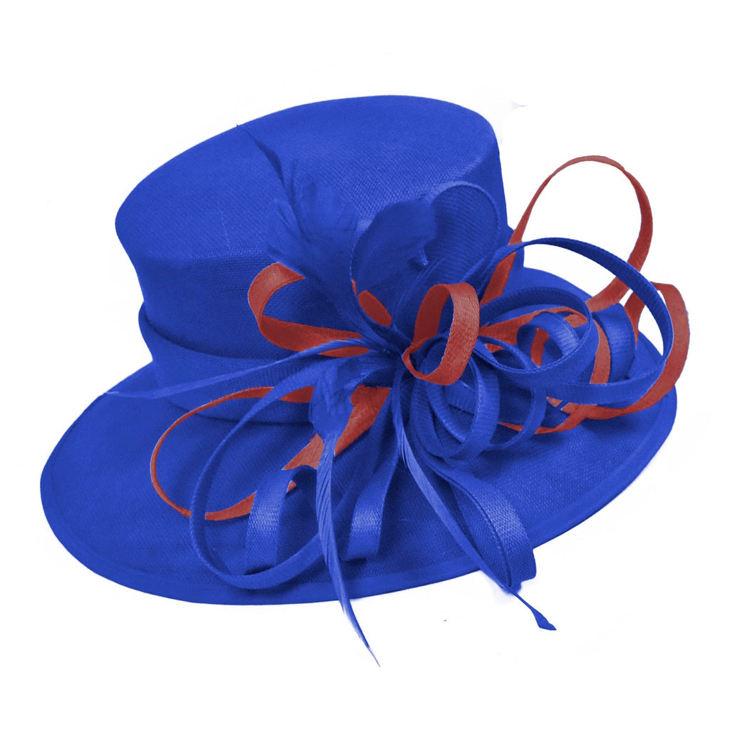 Royal Blue and Burgundy Large Queen Brim Hat Occasion Hatinator Fascinator Weddings Formal
