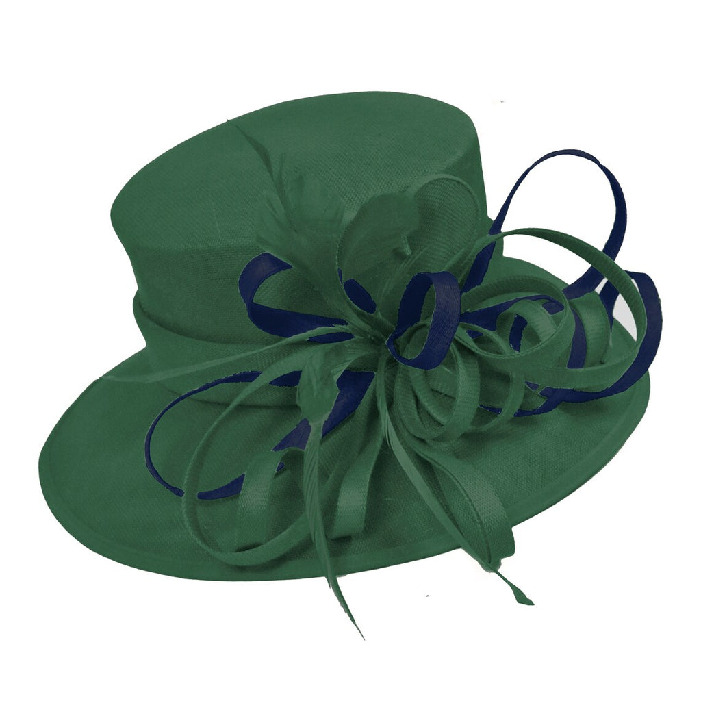 Caprilite Dark Green and Navy Dark Blue Queen Hat Brim Occasion Hatinator Fascinator Weddings Formal