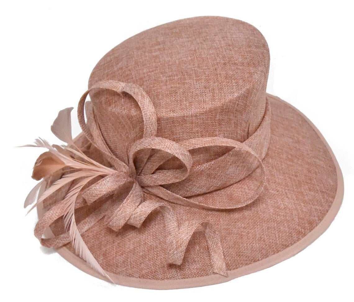 Caprilite Dusty Pink Queen Hat Brim Occasion Hatinator Fascinator Weddings Formal
