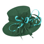Caprilite Dark Green and Light Turquoise Queen Hat Brim Occasion Hatinator Fascinator Weddings Formal