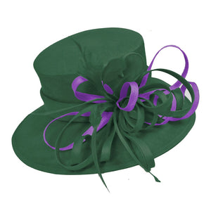 Caprilite Dark Green and Purple Queen Hat Brim Occasion Hatinator Fascinator Weddings Formal