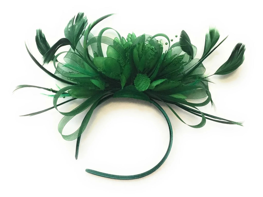 Green Full Hoop Wedding Fascinator Headband for Ascot Races