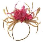 Caprilite Champagne Gold Beige Camel and Fuchsia Pink Fascinator on Headband Alice Band UK Wedding Ascot Races Derby