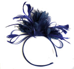 Caprilite Navy Blue Fascinator on Headband AliceBand UK Wedding Ascot Races Loop