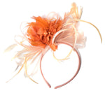 Caprilite Nude Salmon Pink and Orange Fascinator on Headband Alice Band UK Wedding Ascot Races Derby