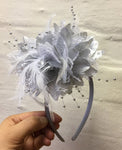 Caprilite Silver Fascinator Headband Hair Band Flower Corsage