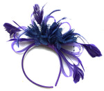 Caprilite Cadbury Purple & Navy Blue Feathers Fascinator Headband Wedding Ascot Derby