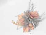 Caprilite Silver and Peach Fascinator Clip Hair Band Flower Corsage
