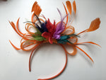 Caprilite Orange & Red Green Lilac Yellow Turquoise Indigo LGBT Rainbow Colours Fascinator on Headband AliceBand