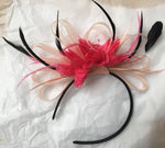 Caprilite Nude Salmon Peach Pink & Fuchsia Pink Fascinator on Headband AliceBand UK Wedding Ascot Races Loop