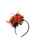 Caprilite Navy and Orange Fascinator Clip Hair Band Flower Corsage