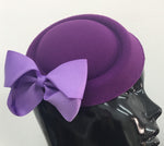 Caprilite Cadbury Purple and Lavender Bow Hat Pill Box Hatinator UK Wedding Ascot Races Clip Felt