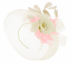 Caprilite Cream and Baby Pink Fascinator on Headband Veil UK Wedding Ascot Races Hatinator Women