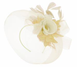 Caprilite Cream and Beige Fascinator on Headband Veil UK Wedding Ascot Races Hatinator Women