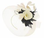 Caprilite Cream and Black Fascinator on Headband Veil UK Wedding Ascot Races Hatinator Women