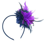 Caprilite Navy and Cadbury Purple Fascinator Headband Hair Band Flower Corsage