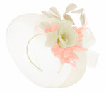 Caprilite Cream and Peach Nude Fascinator on Headband Veil UK Wedding Ascot Races Hatinator Women