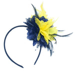 Caprilite Navy and Yellow Fascinator Headband Hair Band Flower Corsage