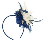 Caprilite Navy and Ceam Fascinator Headband Hair Band Flower Corsage