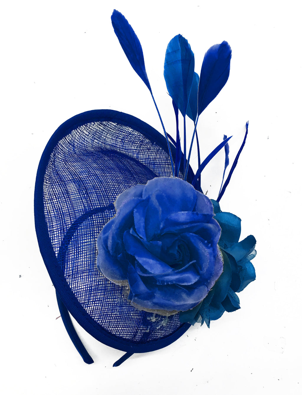 Caprilite Sinamay Rose Blue Disc Saucer Hatinator Fascinator On Headband Wedding