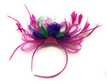 Caprilite Fuchsia Pink Cadbury Purple and Jade Green Fascinator on Headband Alice Band UK Wedding Ascot Races Loop