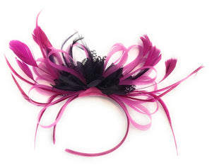 Caprilite Fuchsia Hot Pink and Purple Wedding Fascinator Headband  Alice Band Ascot Races Loop Net