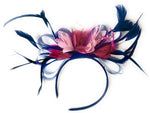 Caprilite Navy, Fuchsia Hot Pink and Baby Pink Hoop & Navy Blue Fascinator On Headband