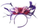 Caprilite Cadbury Purple, Fuchsia Hot Pink and Baby Pink Hoop & Navy Blue Fascinator On Headband