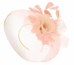 Caprilite Nude Pink Peach and Pink Peach Fascinator Hat Veil Net Hair Clip Ascot Derby Races Wedding Headband Feather Flower