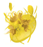 Caprilite Yellow and Mustard Yellow Sinamay Disc Saucer Fascinator Hat for Women Weddings Headband