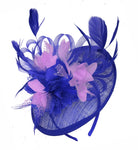 Caprilite Blue and Lilac Sinamay Disc Saucer Fascinator Hat for Women Weddings Headband