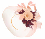 Caprilite Nude Pink Peach and Burgundy Fascinator Hat Veil Net Hair Clip Ascot Derby Races Wedding Headband Feather Flower