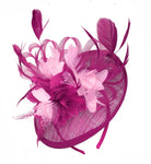 Caprilite Fuchsia Hot Pink and Baby Pink Sinamay Disc Saucer Fascinator Hat for Women Weddings Headband