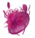 Caprilite Fuchsia Hot Pink and Fuchsia Hot Pink Sinamay Disc Saucer Fascinator Hat for Women Weddings Headband