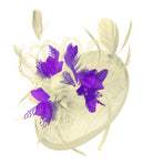 Caprilite Cream and Cadbury Sinamay Disc Saucer Fascinator Hat for Women Weddings Headband