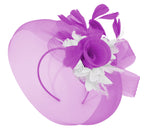 Caprilite Purple and White Fascinator on Headband Veil UK Wedding Ascot Races Hatinator