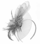 Caprilite Silver Grey Flower Veil Feathers Fascinator On Headband Wedding