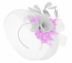 Caprilite White and Lilac Fascinator on Headband Veil UK Wedding Ascot Races Hatinator