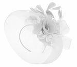 Caprilite White and White Fascinator on Headband Veil UK Wedding Ascot Races Hatinator